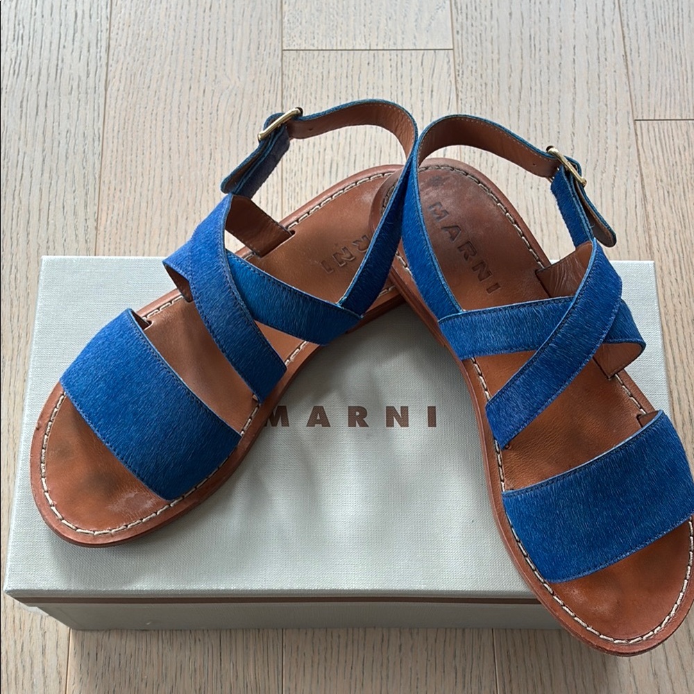 Marni Blue and Tan Sandals